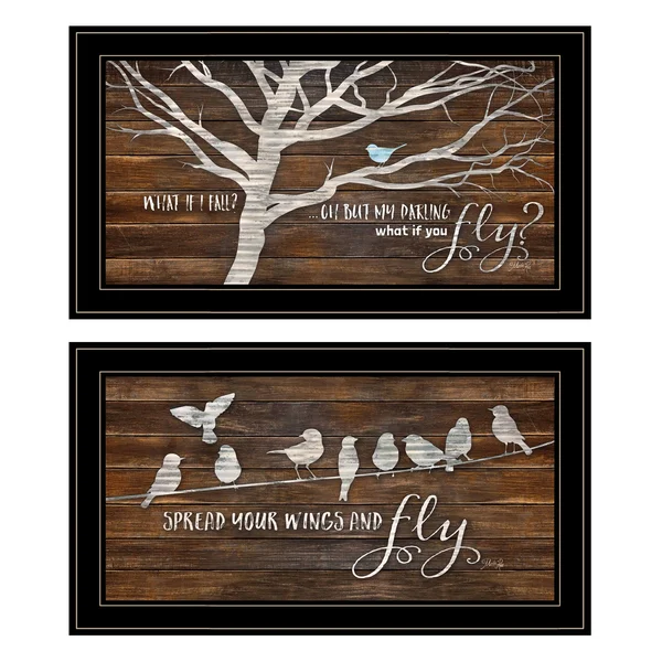 Spread Your Wings 2-Piece Vignette by Marla Rae, Black Frame