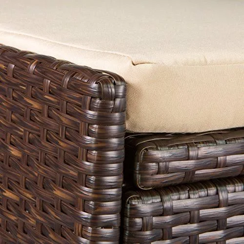 Barton Outdoor Storage Bench Rattan Style Deck Box with Cushion - 60-Gallon