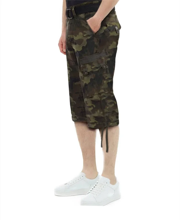 x Ray Men's Belted Cargo Long Shorts - Black Camo - Size 32