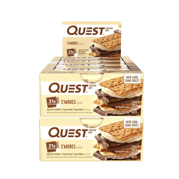 Quest Nutrition Protein Bar S&Mores. Low Carb Meal Replacement Bar with 20 Gram Protein. High Fiber, Gluten-Free (24 Count)