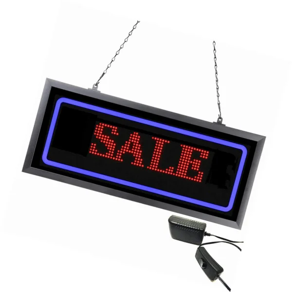 Artistic 34107 Programmable LED Message Board with Blue Border, 11 inch x 25 inch, Red/Blue