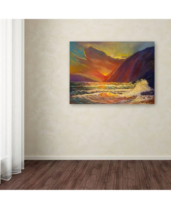 Trademark Fine Art Hawaiian Coastal Sunset Canvas Art by Manor Shadian, Size: 24 x 32