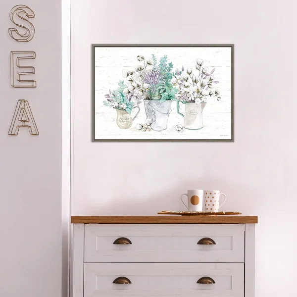 Amanti Art Farmhouse Cotton I Framed Canvas Print - Grey, 23x16