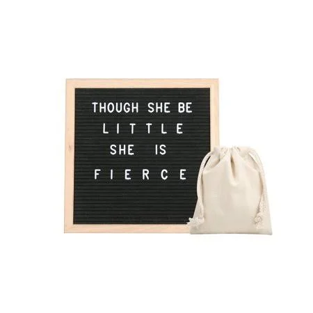 Letterboard 12 inch x 12 inch Felt Oak Framed with 340 Letters with Emojis - Black