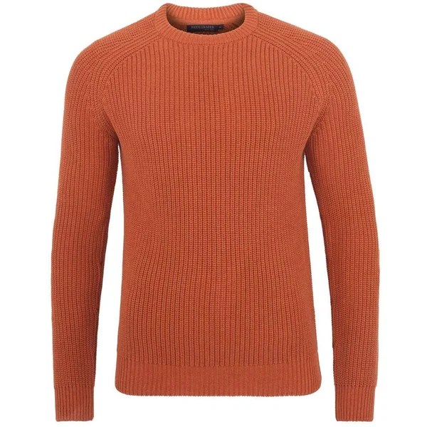 Mens 100% Cotton Fisherman Rib Knit Jumper, Autumn Glaze, XL