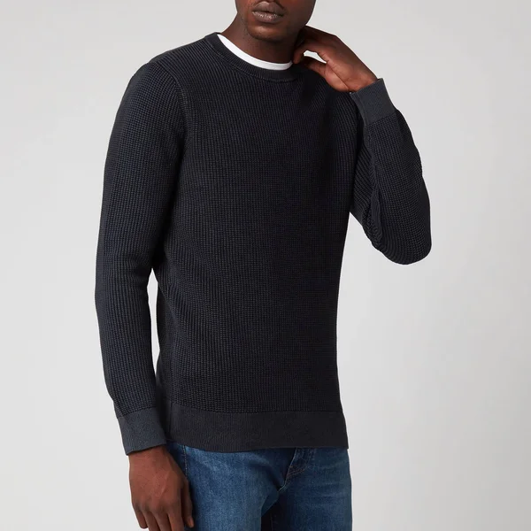 Superdry Academy Dyed Texture Crew Jumper - Black - Sweatshirts