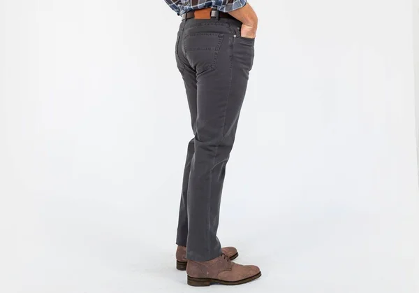 Ledbury Men's Charcoal Franklin 5-Pocket Washed Twill Pant Cotton