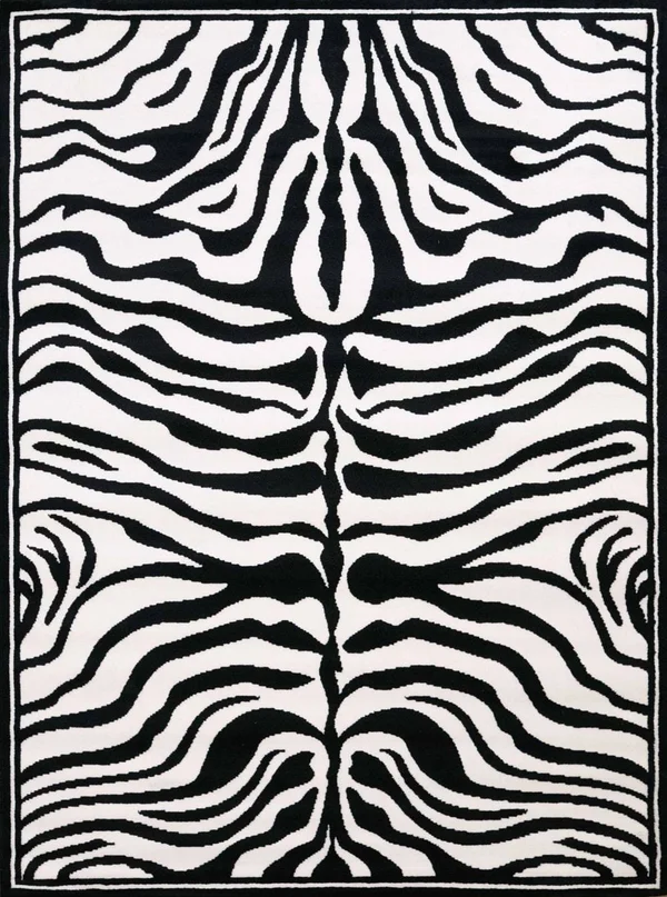 Zebra Print 5' x 7' Area Rug Black - Polypropylene, 22" x 32" x 0.53"