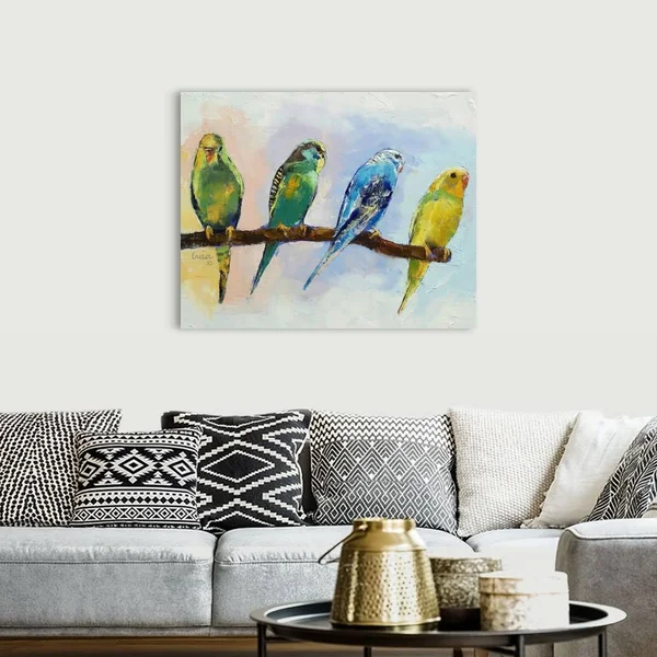 Four Parakeets, Canvas Wall Art, 45x36, Great Big Canvas