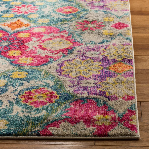 Safavieh Monaco MNC248R 6&7x22 x 6&7x22 Square Grey - Fuchsia Area Rug