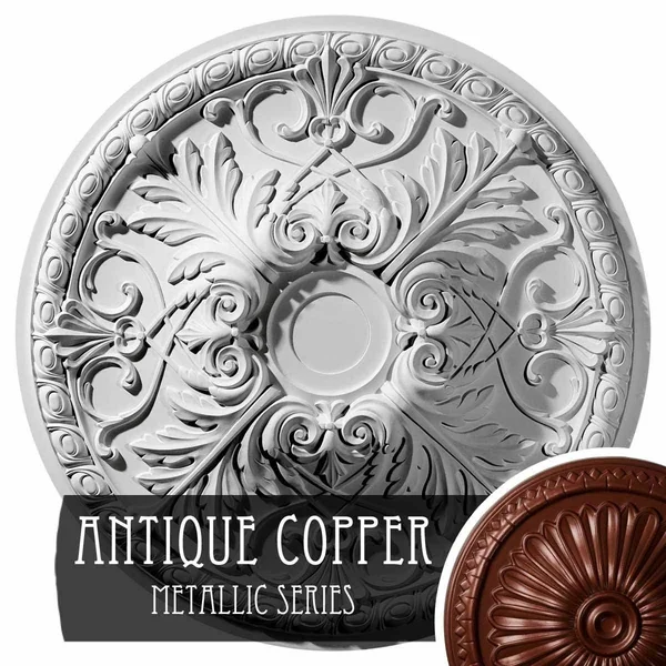 Ekena Millwork CM32TNSLS 32 3/8x22OD x 3 1/2x22P Tristan Ceiling Medallion (Fits Canopies Up to 6 1/4x22) - Hand-Painted Silver