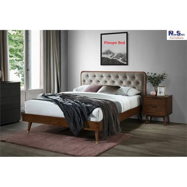 New Spec Monte Lisa Mid-Century Modern Queen Platform Bed in Gray