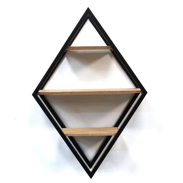 Diamond Wood & Metal Shelf Wall Decor