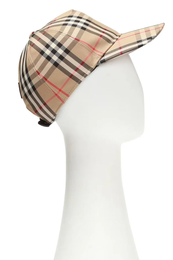 Burberry Logo Detail Vintage Check Baseball Cap, Size: XL, Beige