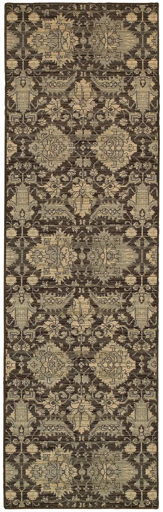 Oriental Weavers Heritage 8124N - 2& 7x22 x 9& 4x22 Runner - Charcoal - Blue Area Rug