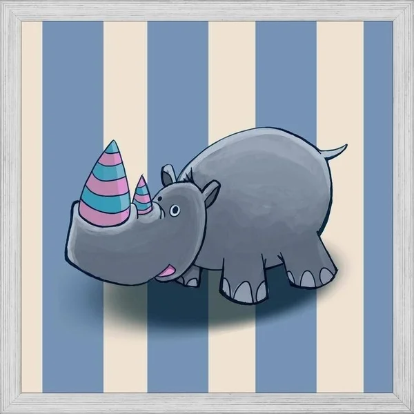 Easy Art Prints GraphINC's 'Rhino' Premium Canvas Art - 30 x 30 - Brazilian Barnwood Frame