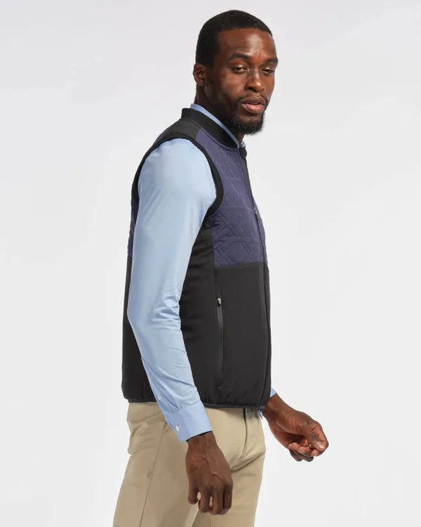 Men's Rhone Midtown Quilted Yoke Vest, Size Large - Black