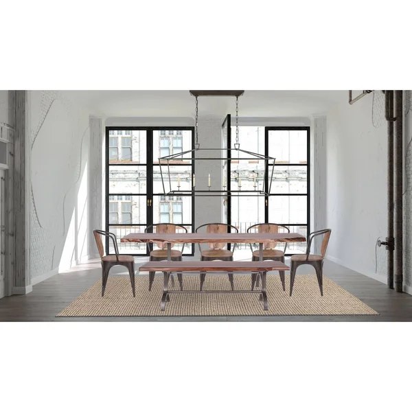 Casartis Living Dala Industrial Iron & Acacia Natural Edge Dining Bench, 56-Inch - Single - Brown - Dining Height