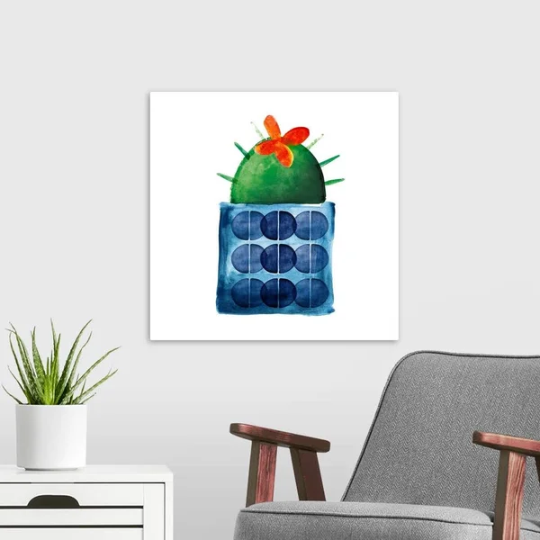 Colorful Cactus VIIII, Large Solid-Faced Canvas Wall Art Print, Great Big Canvas