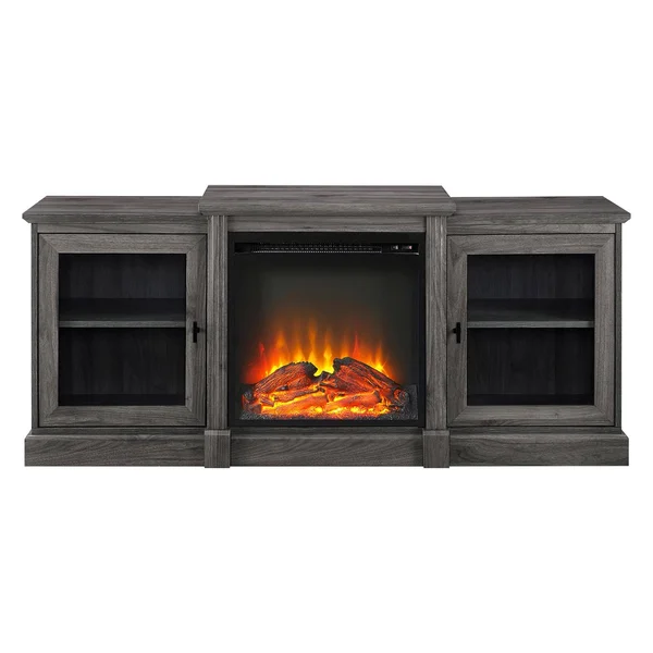 Manor Park Classic Tiered Top Fireplace TV Stand - Slate Gray