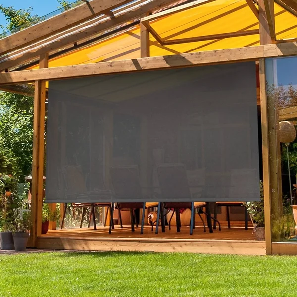 Keystone Fabrics UP77.68.55 72 x 96 in. Regal Cordless Outdoor Sun Shade with Hand Crank - Hazelnut