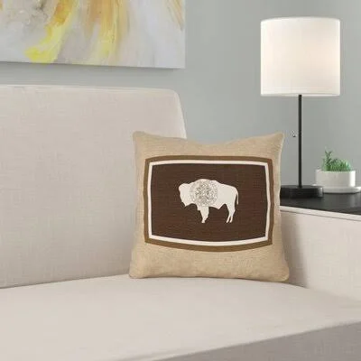 Wyoming State Flag Pillow in, Cotton Twill Double Sided Print/Pillow Cover East Urban Home Size: 26x22 x 26