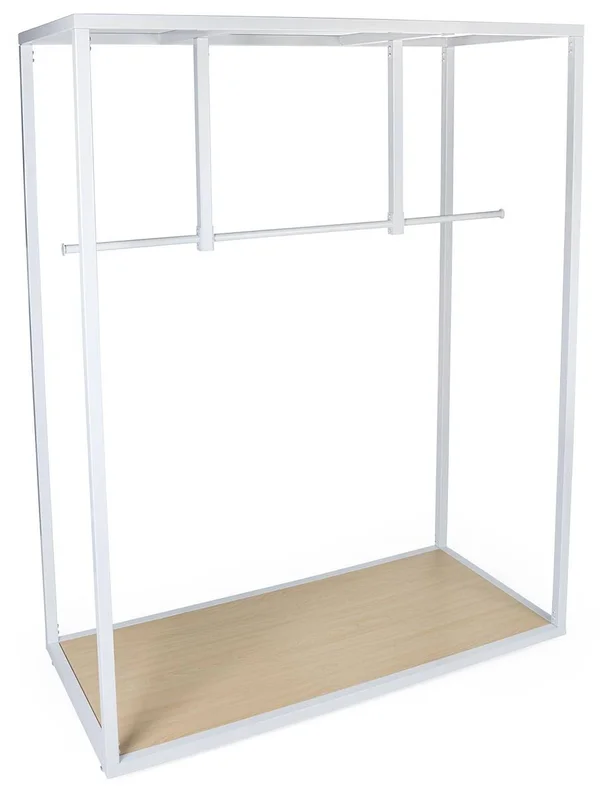 Displays2go Clothing Rack with Steel Frame - Maple Finish MDF Base & Partitioned R