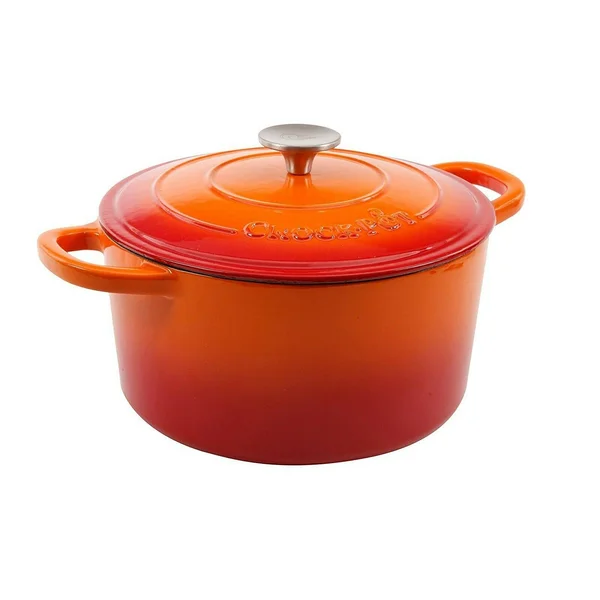 Crock Pot Artisan Enameled Cast Iron 5-Quart Round Dutch Oven, Sunset Orange