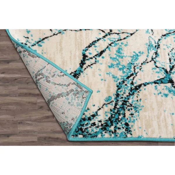 Loombloom Persian Polypropylene Lightning Modern & Contemporary Oriental Area Rug - 5& 1x22 x 7& 6x22 - Aqua