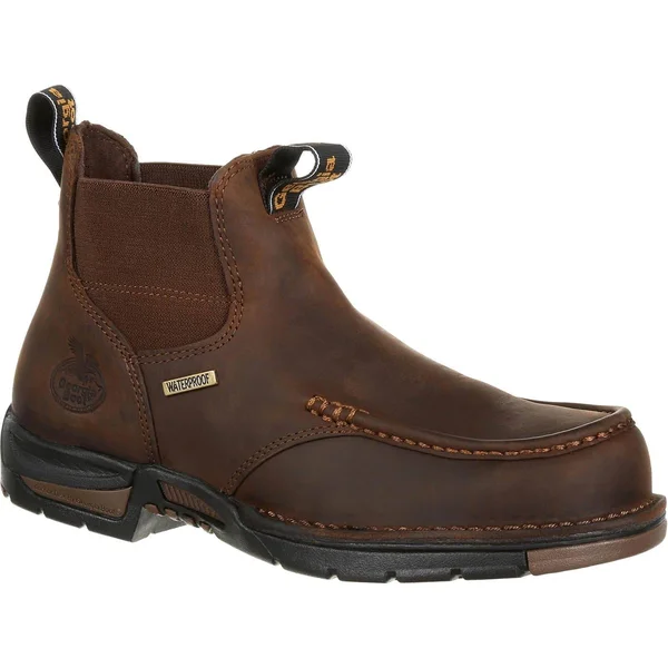 Men's Brown Georgia Boot Athens Chelsea Waterproof Work Boot Size 8