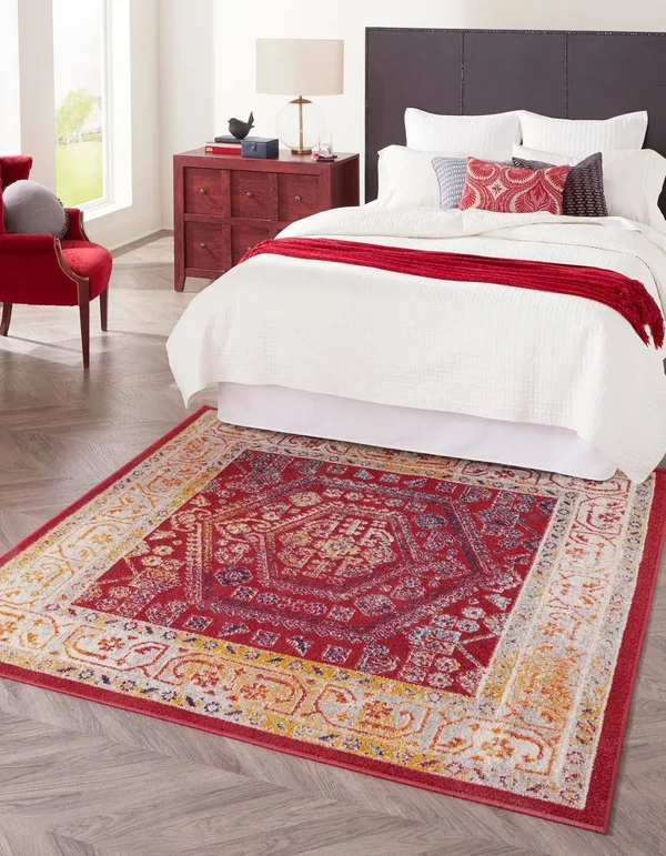 Aurelia Magenta Vintage 4 ft Square Area Rug