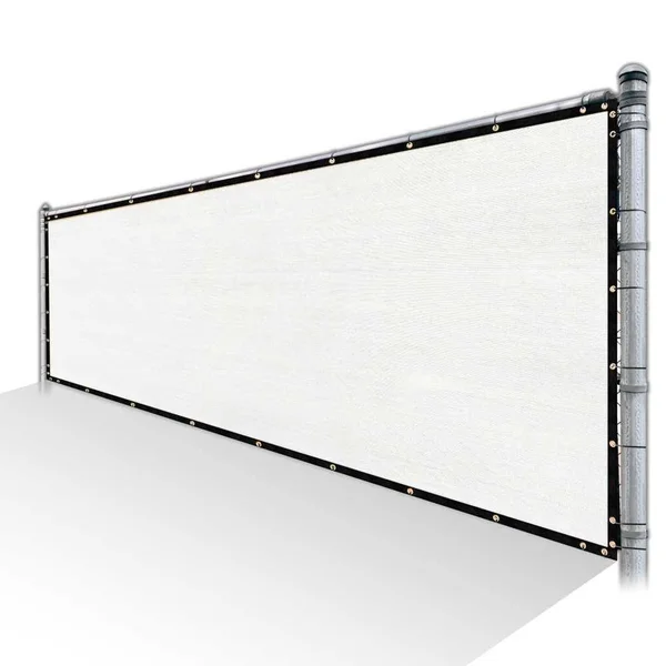ColourTree 6 ft. x 6 ft. White Privacy Fence Screen Mesh Cover Screen with Reinforced Grommets for Garden Fence (Custom Size)