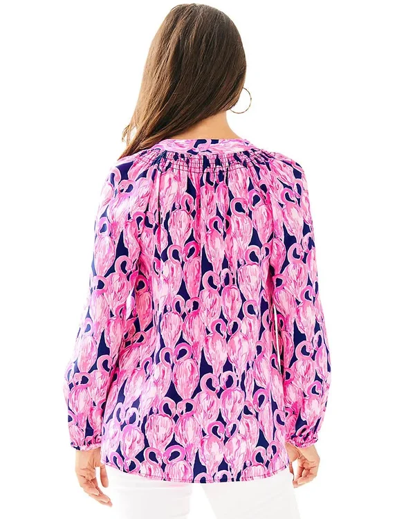 Lilly Pulitzer Elsa Top Women's Blouse Raz Berry Lobsters in Love : Xxs