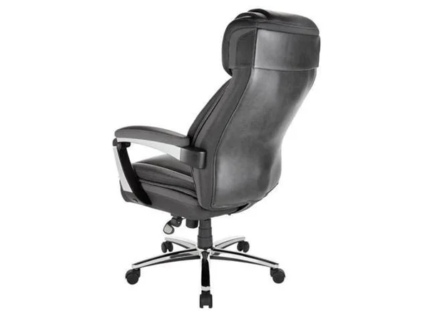 Realspace Axton Big and Tall Bonded Leather High-Back Chair, Dark Gray/Chrome