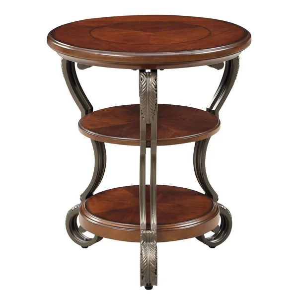 Furniture of America Raiz Traditional Cherry Solid Wood Side Table, Brown
