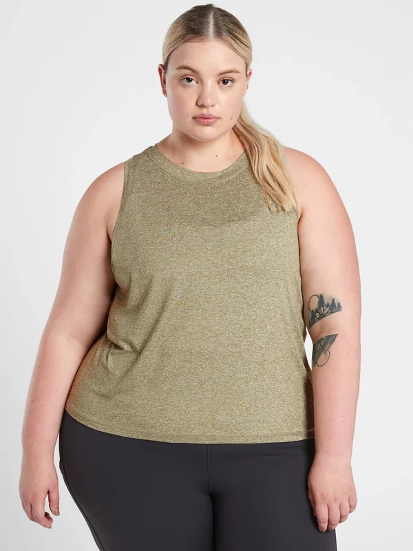 Athleta Women's Uptempo Tank Bright White/ Shadow Olive Size L