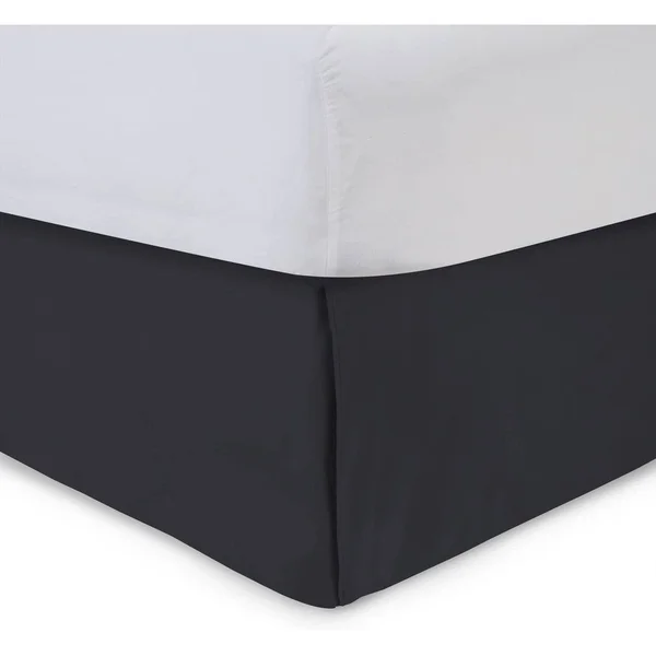 Harmony Lane Classic Tailored Bed Skirt with 18 Drop, Queen, Black