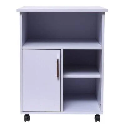 Printer Stand with Door Storage Office Cabinet, Wooden Under Desk Printer Cart Cabinet with Wheels Latitude Run Color: White