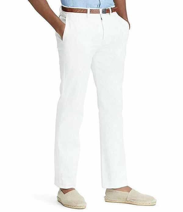 Polo Ralph Lauren Mens Classic Fit Flat Front Chino Pants White