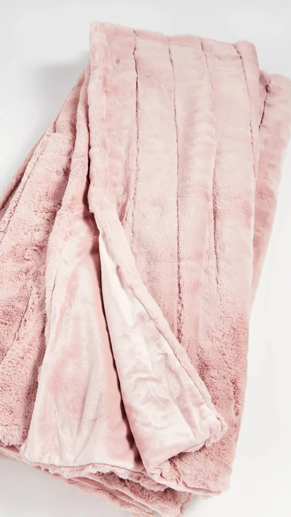 Fabulous Furs Posh Faux Fur Throw, Blush