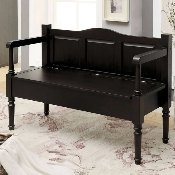 Furniture of America Mimi Transitional Solid Wood Storage Bench - Brown