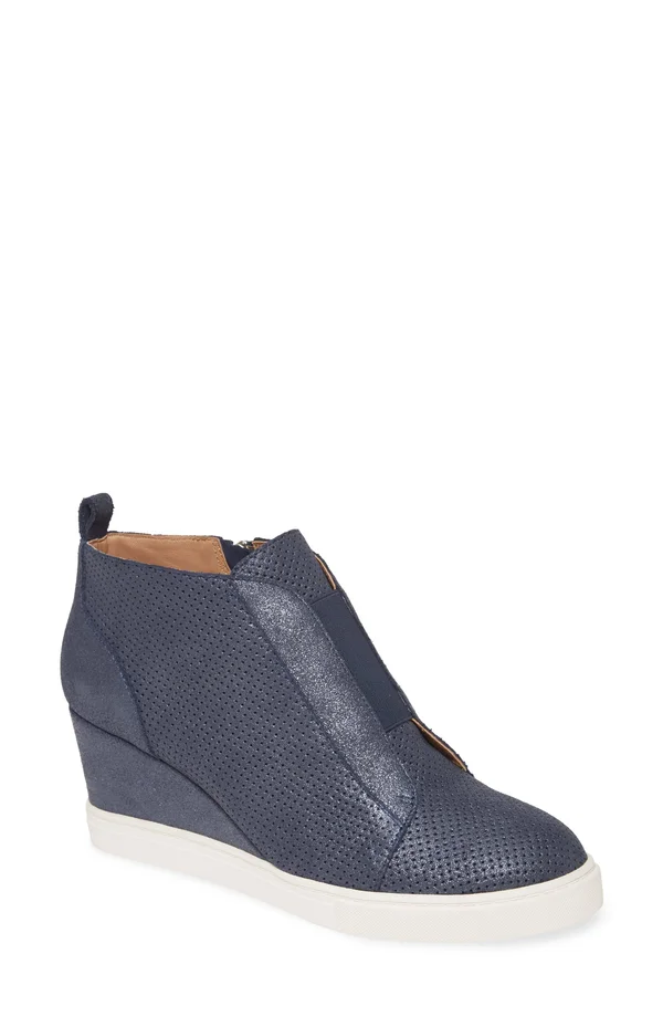 Women's Linea Paolo Felicia II Wedge Bootie - 7 M - Sapphire Suede