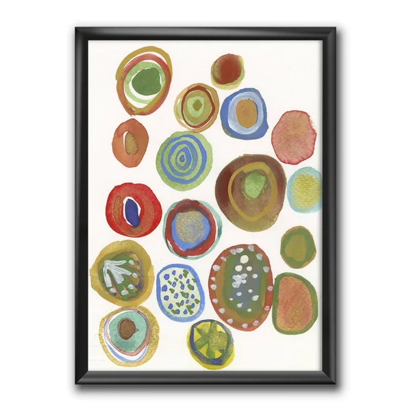 Designart 'Circular Composition II' Mid-Century Modern Framed Art Print - 12 in. Wide x 20 in. High - Silver