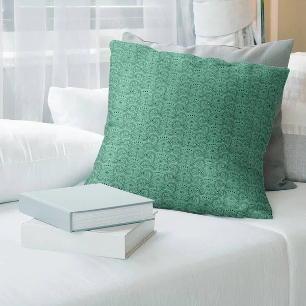 FunThird Eye Pattern Throw Pillow - 26 x 26 - Jade Green - Linen