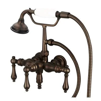 dcor Design DCRN3705 32609023 Stonington 3 Wall Mounted Clawfoot Tub Faucet with Handheld Shower Finish: Oil Rubbed Bronze - Hand