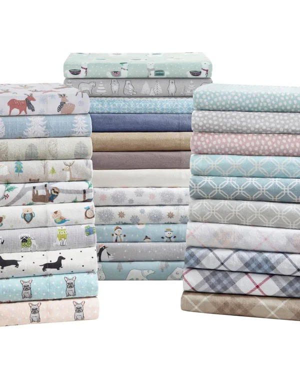 True North by Sleep Philosophy Cozy Flannel Sheet Set Aqua French Bulldog - Cal King