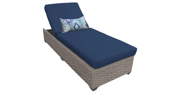 Monterey Chaise Outdoor Wicker Patio Furniture in Navy