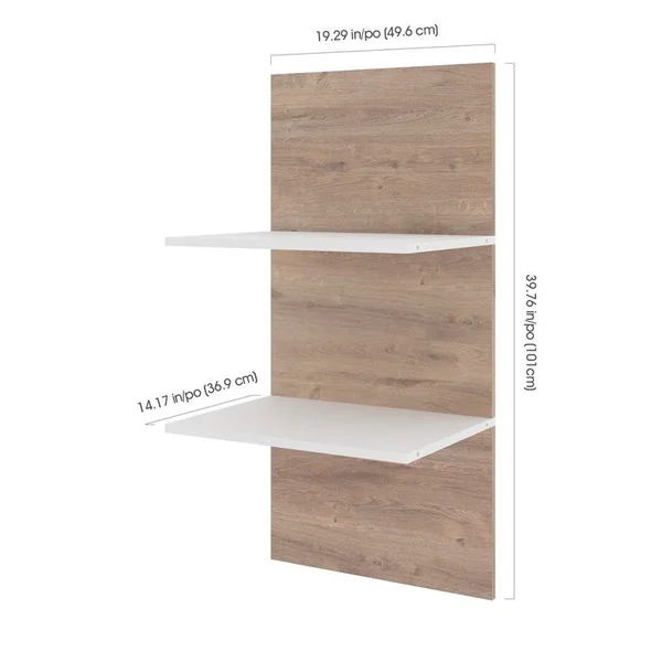 Cielo 2 Floating Shelves in Rustic Brown & White - Bestar 80168-000009