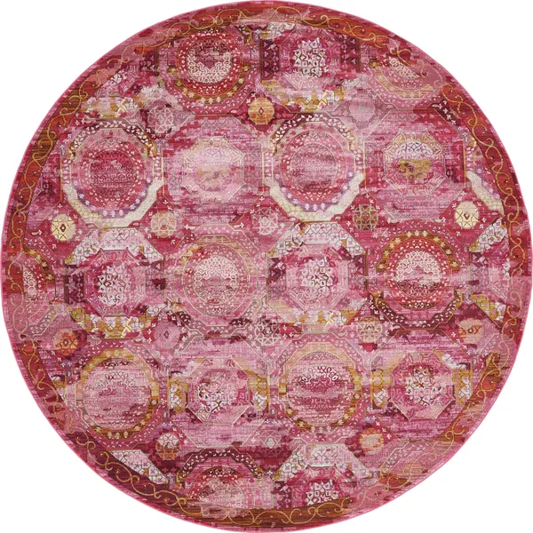 Unique Loom Coppelia Baracoa Round Rug - 8& 4 x 8& 4 (Pink)