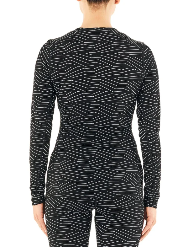 Icebreaker Womens 200 Oasis Long Sleeve Crewe - Napasoq Lines Black